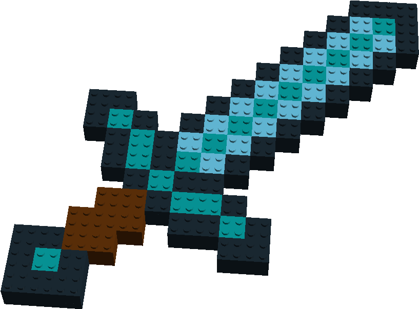 Minecraft Diamond Sword Pixel Art PNG Image