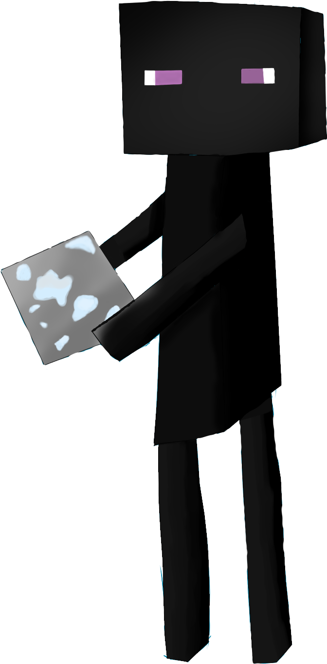 Minecraft Enderman Holding Block PNG Image