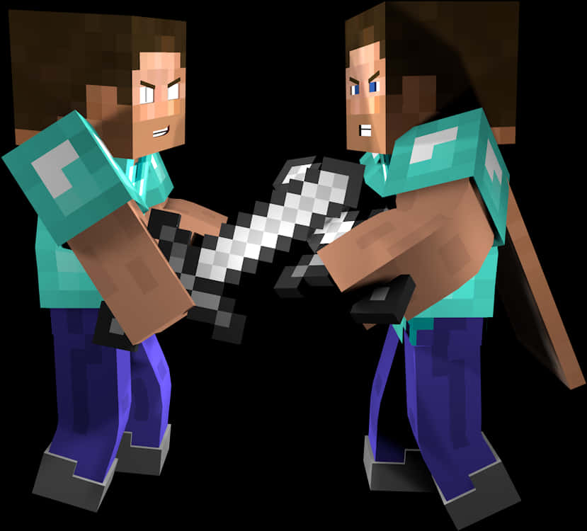 Minecraft Herobrine Duel PNG Image