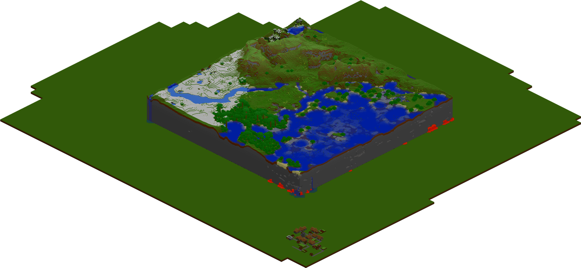 Minecraft_ Isometric_ World_ Render PNG Image