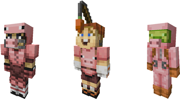 Minecraft Pig Themed Skins PNG Image