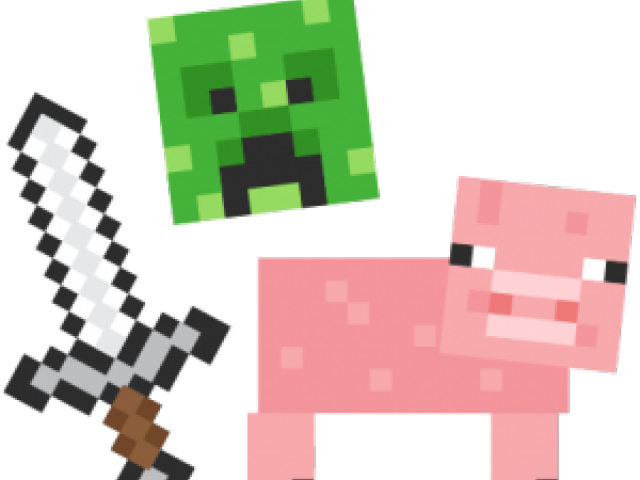 Minecraft Pigand Creeperwith Sword PNG Image