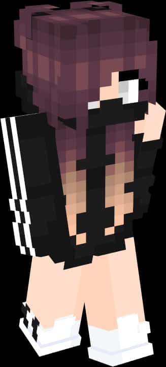 Minecraft_ Skin_ Female_ Avatar_with_ Purple_ Hair PNG Image