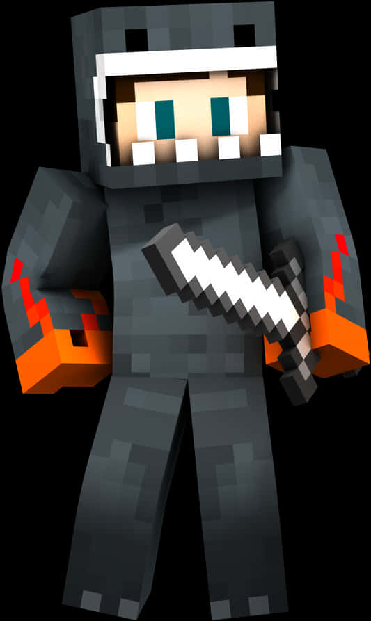 Minecraft Skin Warriorwith Sword PNG Image