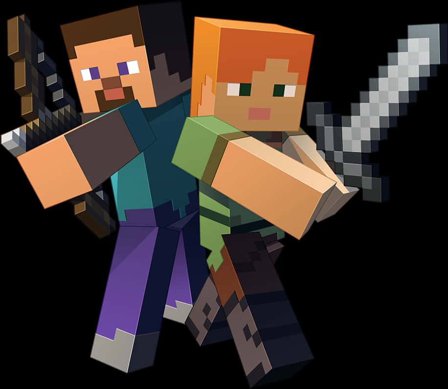 Minecraft_ Steve_and_ Alex_ Adventure PNG Image