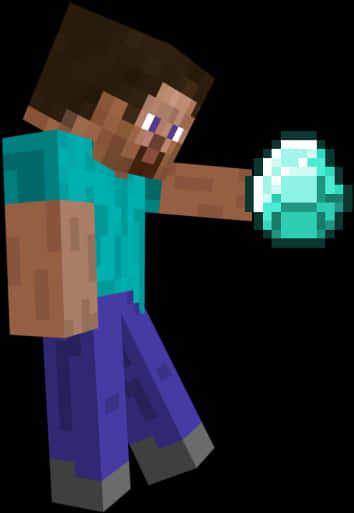 Minecraft_ Steve_ With_ Diamond PNG Image