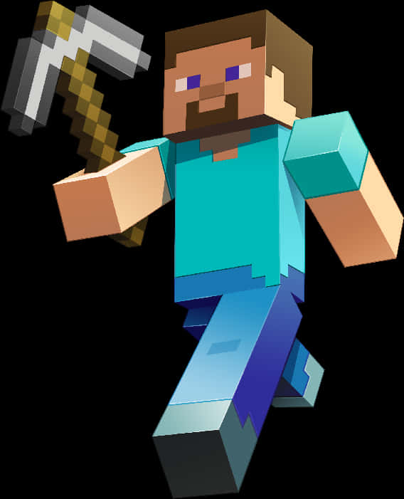 Minecraft Steve With Pickaxe PNG Image