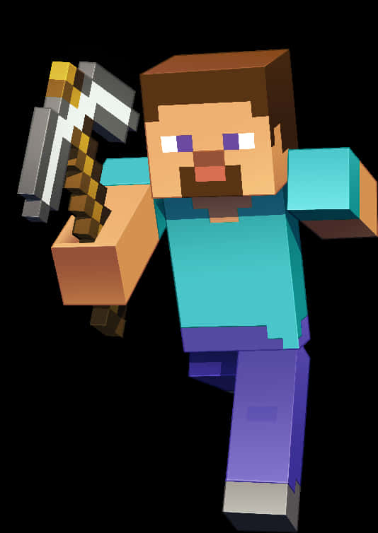 Minecraft Steve With Pickaxe PNG Image