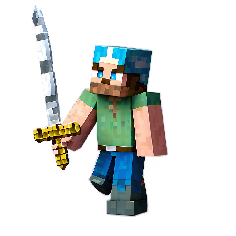 Minecraft Steve With Sword Png Asx45 PNG Image