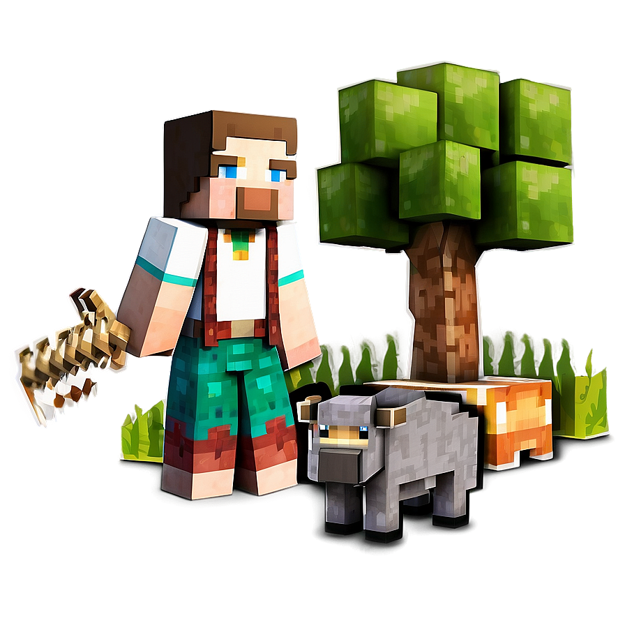 Minecraft Villager With Animals Png Fvs20 PNG Image