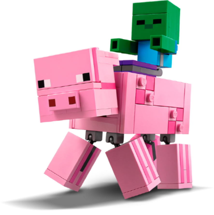 Minecraft Zombie Riding Pig PNG Image