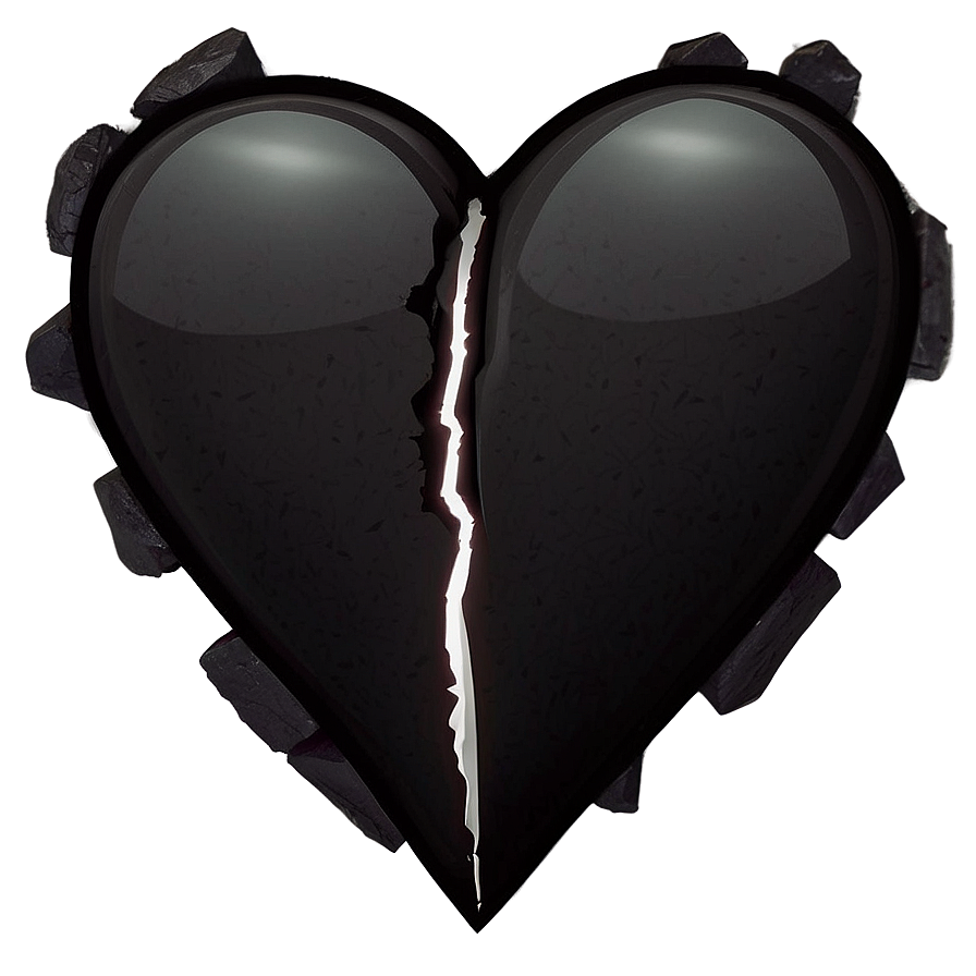 Minimalist Black Broken Heart Png Guk PNG Image