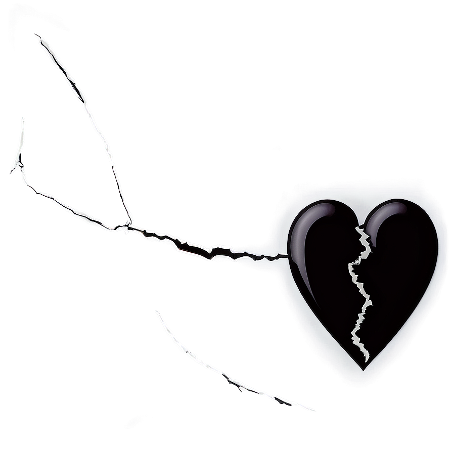 Minimalist Black Broken Heart Png Ryo66 PNG Image