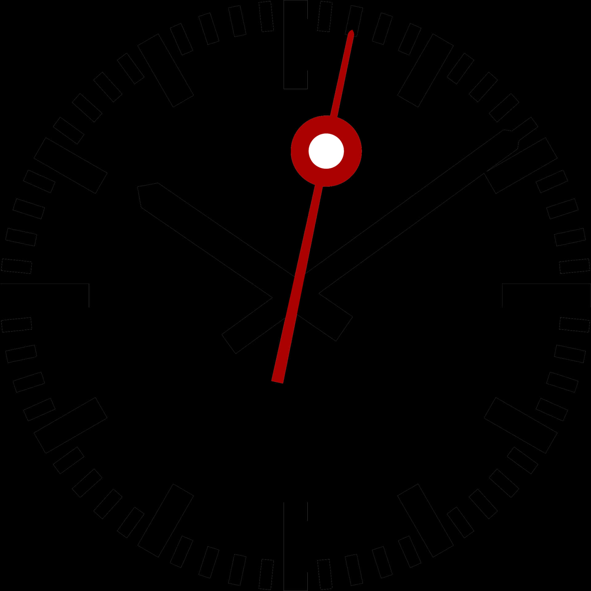 Minimalist Black Red Clock Face PNG Image