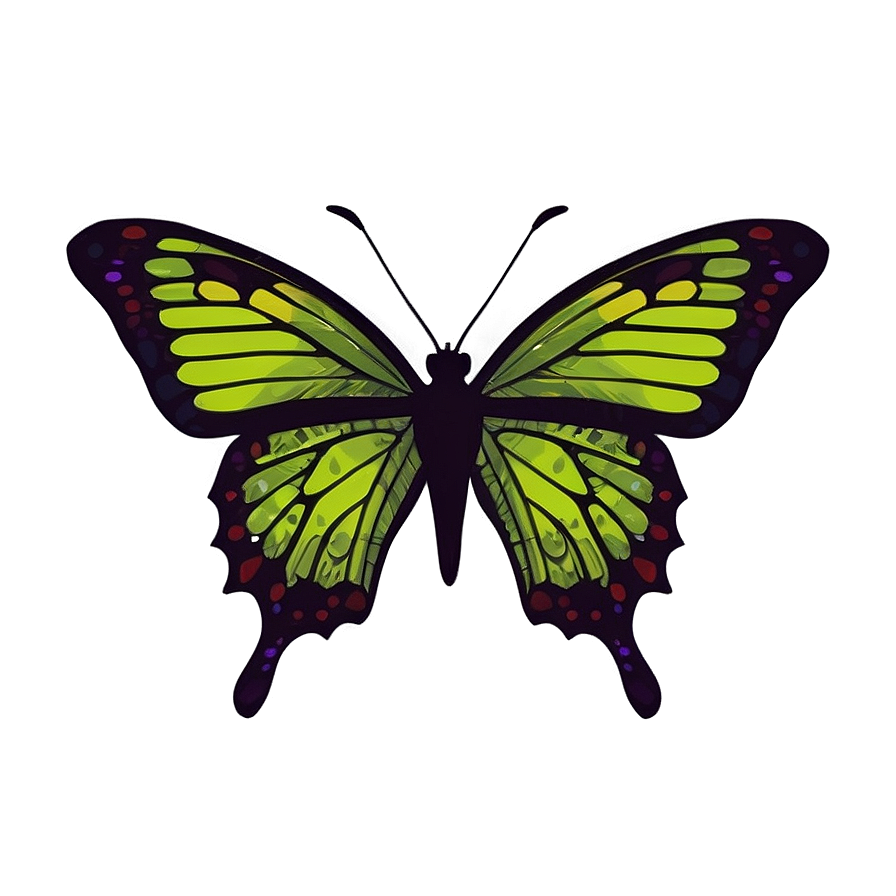 Minimalist Green Butterfly Png 06202024 PNG Image