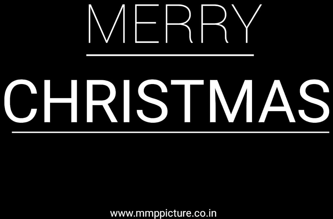 Minimalist Merry Christmas Greeting Blackand White PNG Image