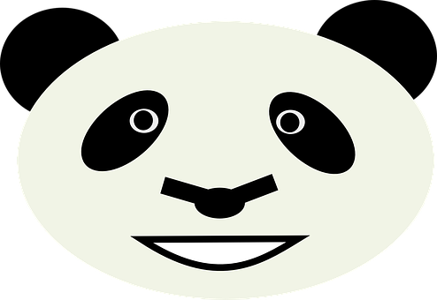 Minimalist Panda Face Graphic PNG Image