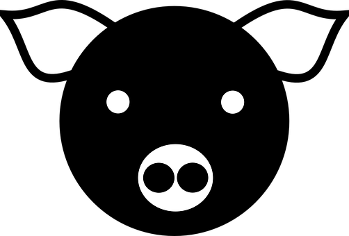 Minimalist Pig Designon Black Background PNG Image