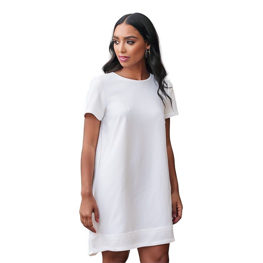 Minimalist White Shift Dress Png Mij PNG Image