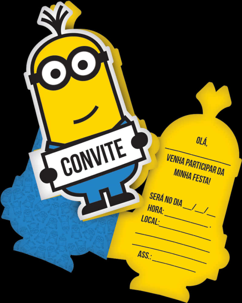 Minion Party Invitation Graphic PNG Image