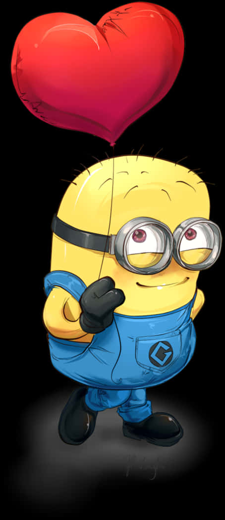 Minion With Heart Balloon PNG Image