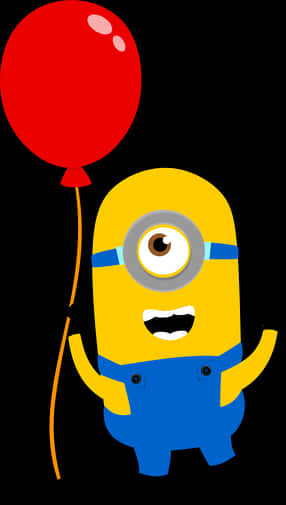 Minion With Red Balloon PNG Image