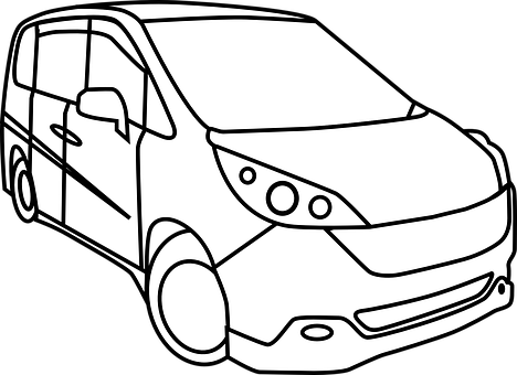 Minivan Line Art Illustration PNG Image