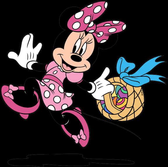 Minnie Mouse Easter Basket Illustration PNG Image