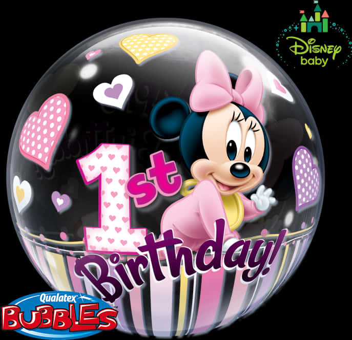 Minnie Mouse First Birthday Balloon PNG Image