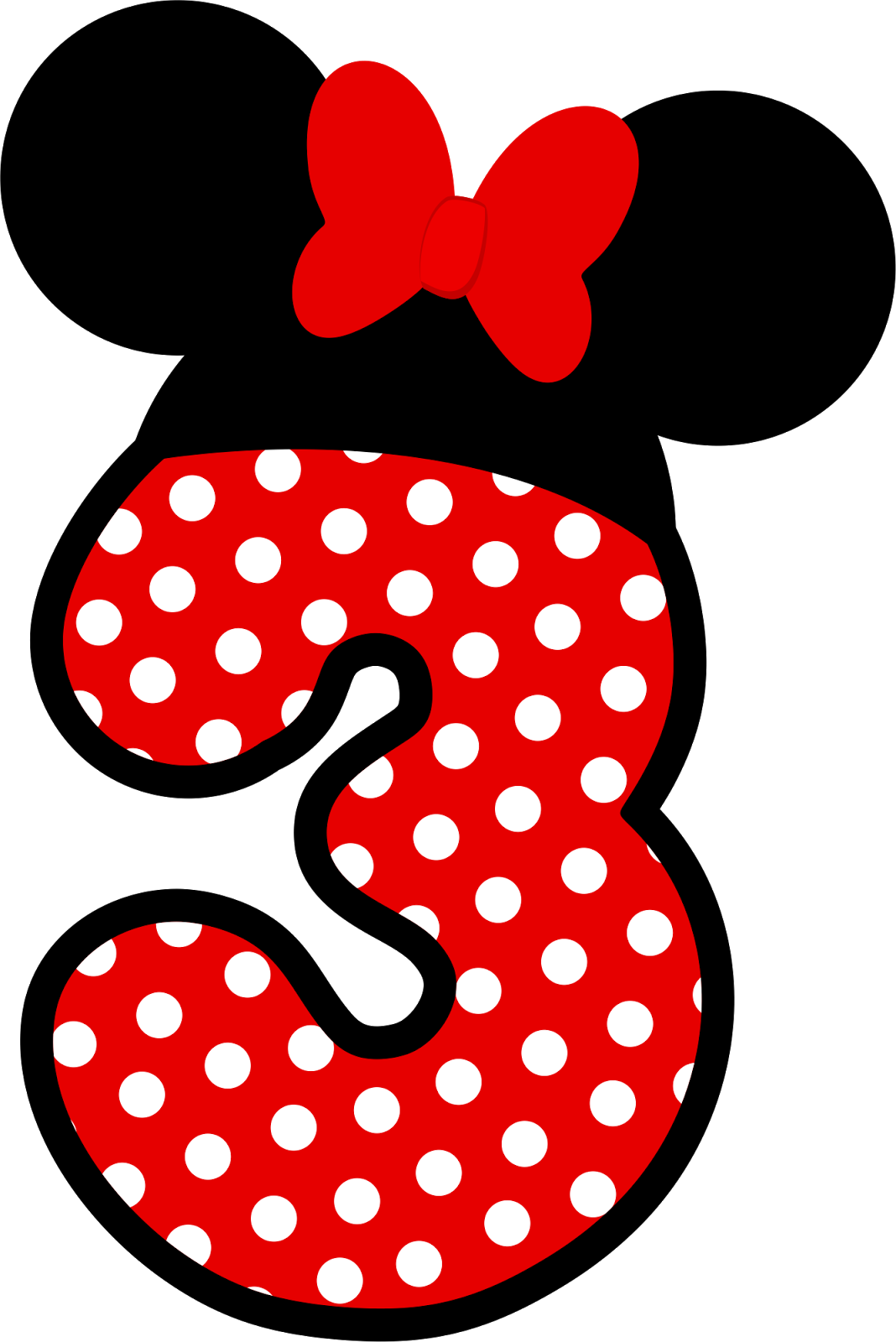 Minnie Mouse Number Three Graphic PNG Image