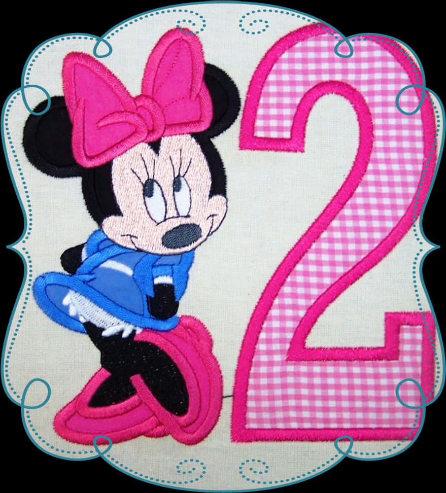 Minnie Mouse Number2 Embroidery PNG Image