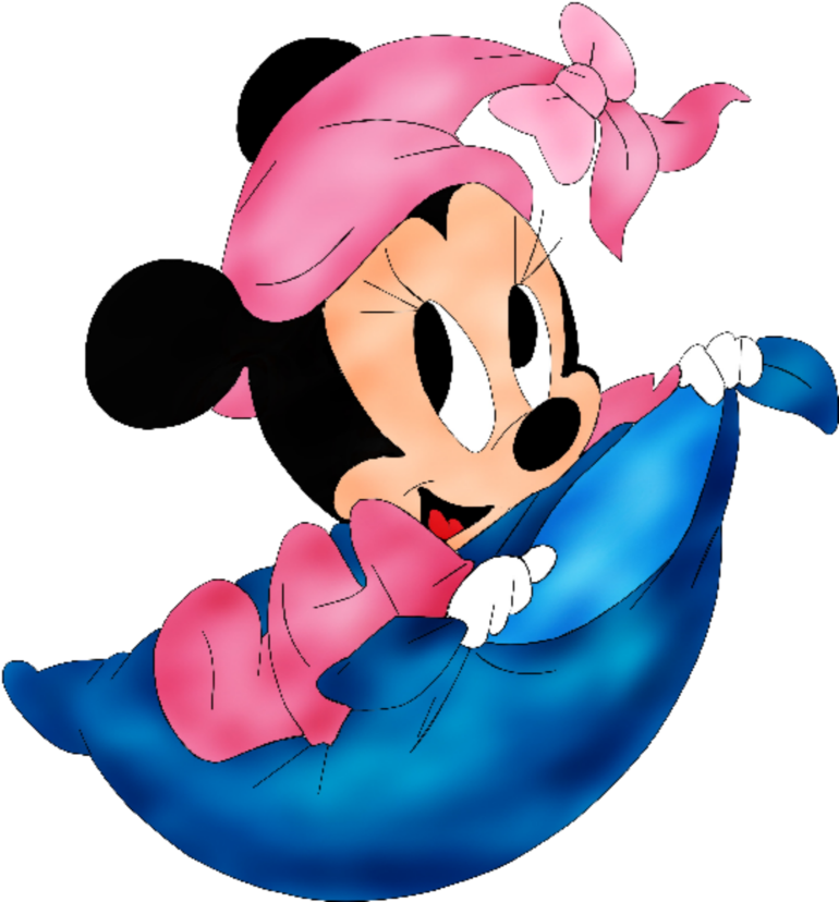 Minnie_ Mouse_ Pink_ Bow_ Blue_ Dress PNG Image