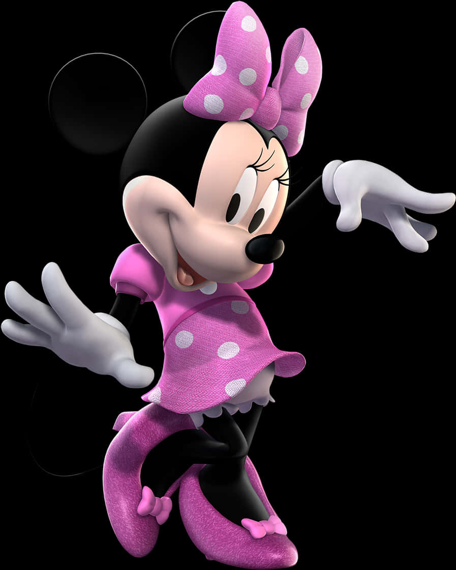 Minnie Mouse Pink Dress Polka Dots PNG Image