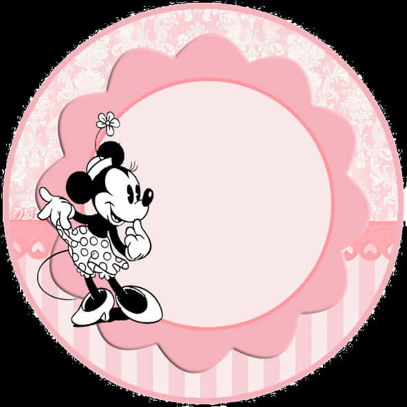 Minnie Mouse Pink Floral Background PNG Image