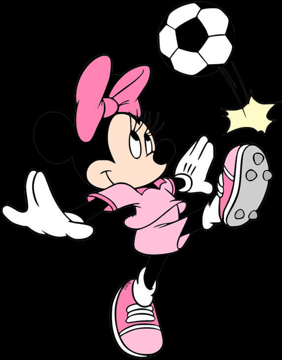 Minnie Mouse Playing Soccer PNG Image