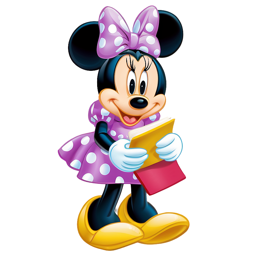 Minnie Mouse Reading Book Png Uqx22 PNG Image