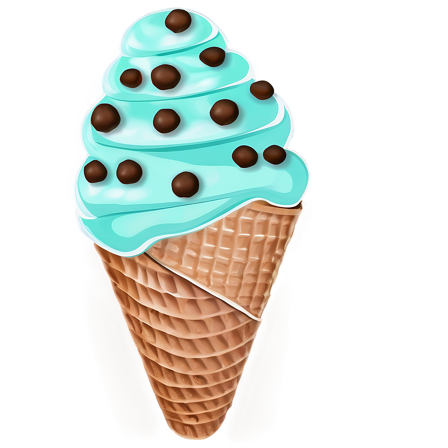 Mint Chocolate Chip Ice Cream Cone Png Wll PNG Image