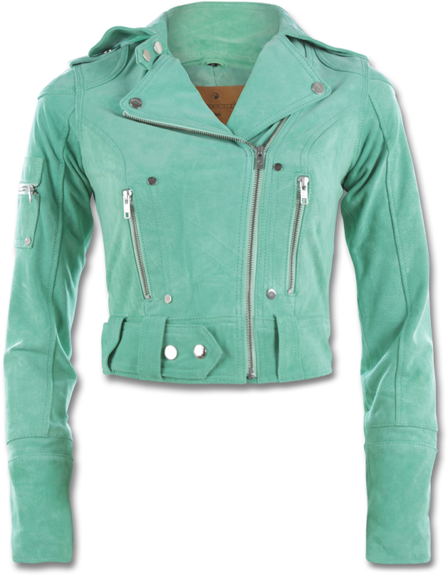 Mint Green Leather Jacket PNG Image