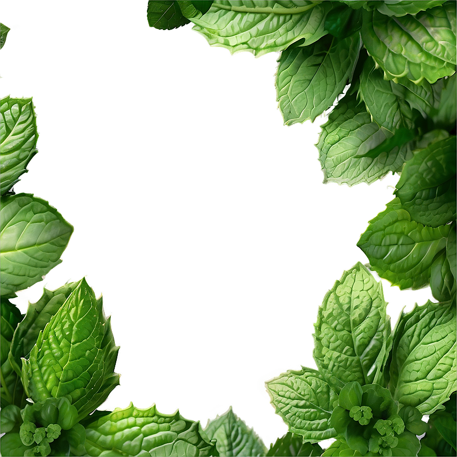 Mint Leaves Frame Png 64 PNG Image