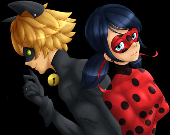 Miraculous Ladybugand Cat Noir Animated Characters PNG Image