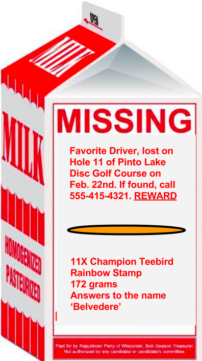 Missing Disc Golf Driver Milk Carton PNG Image