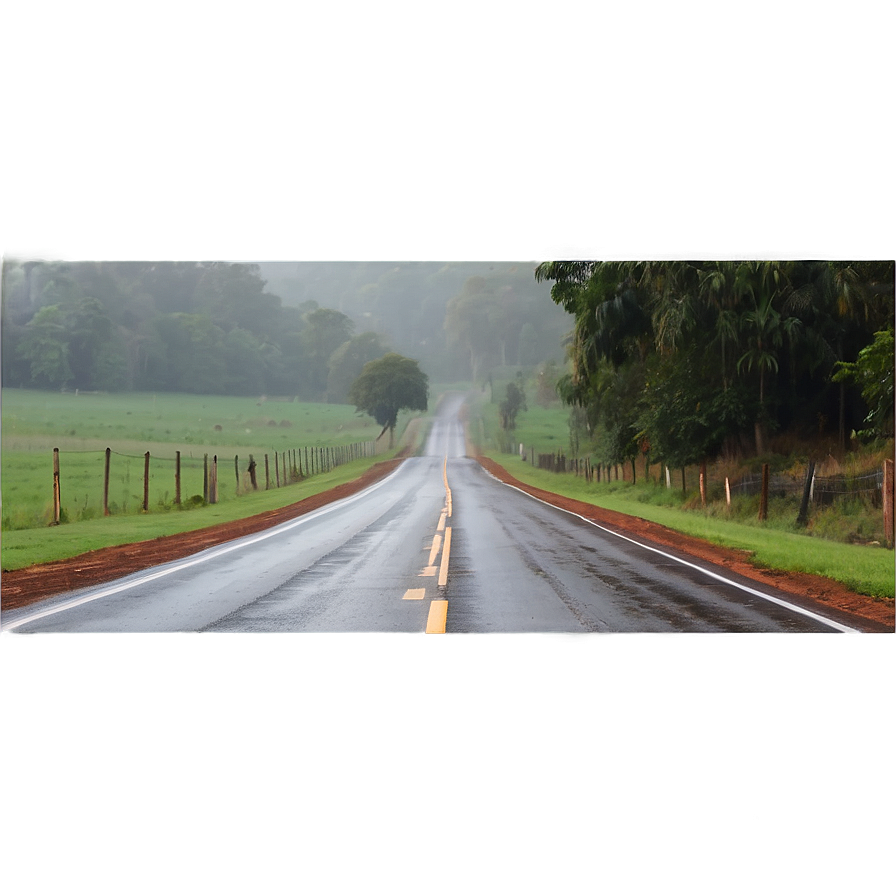 Misty Country Road Png Gky PNG Image