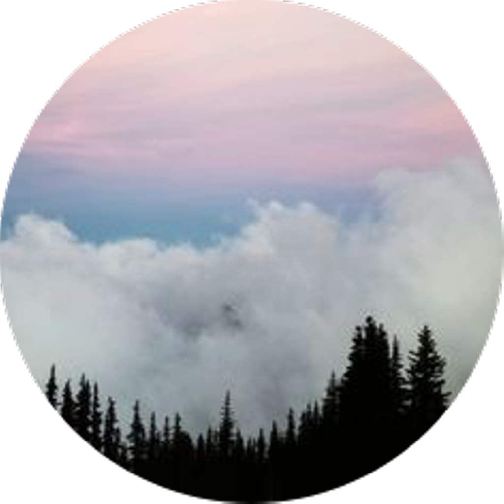 Misty Mountain Sunset Circle PNG Image