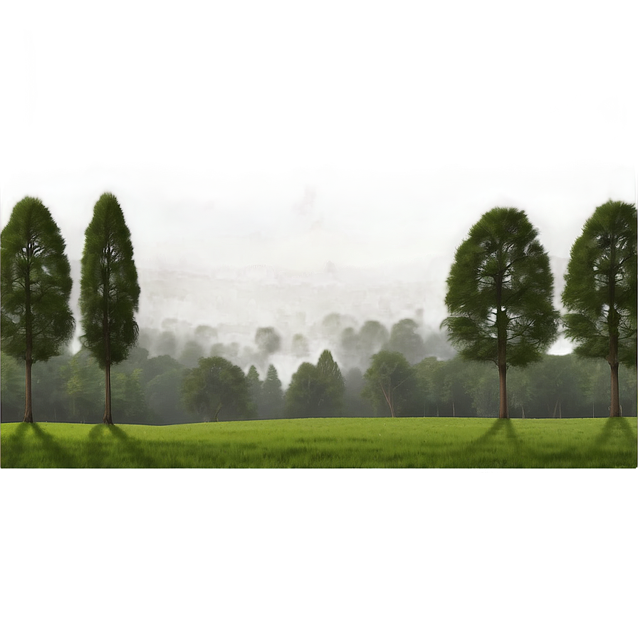 Misty Treeline Landscape Png Xvr PNG Image