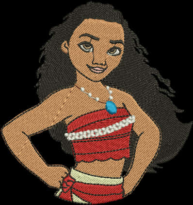 Moana Embroidered Character Design PNG Image