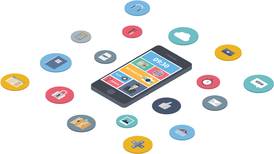 Mobile Apps Ecosystem Vector PNG Image