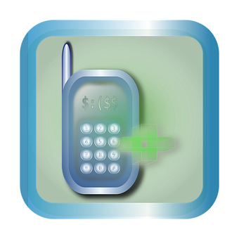 Mobile Phone Icon Glowing Button PNG Image