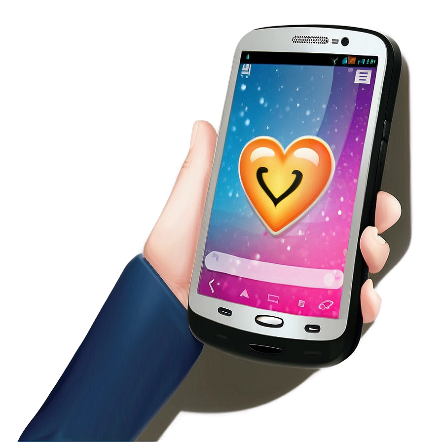 Mobile Phone With Heart Emoji Png Meu57 PNG Image