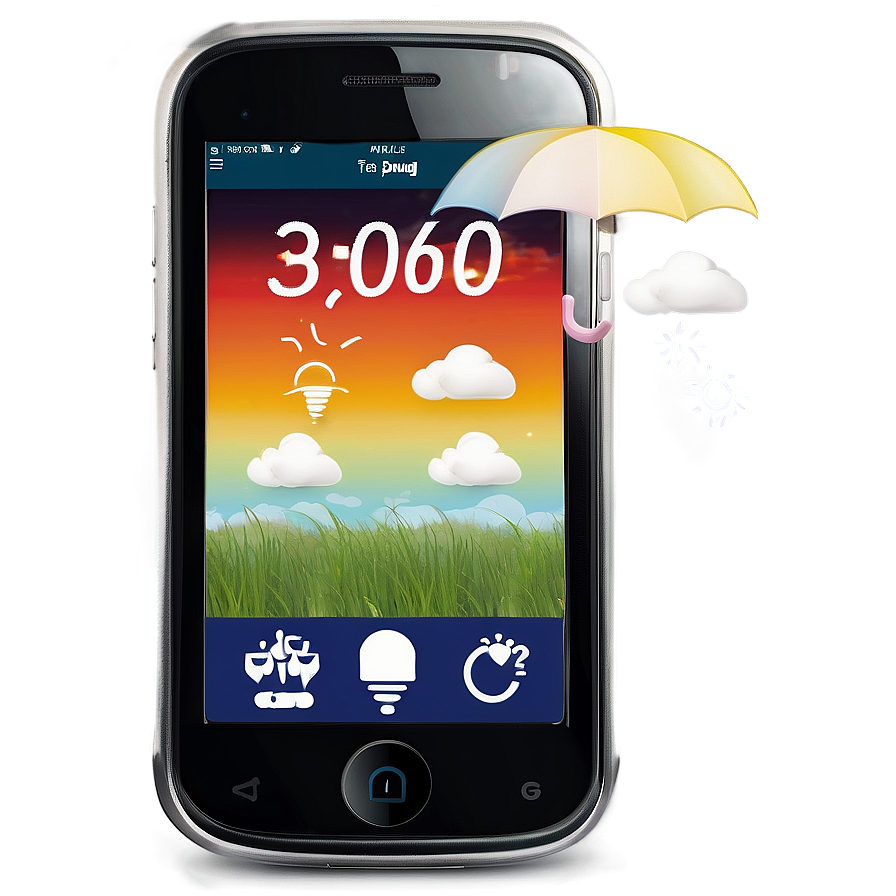 Mobile Phone With Weather Forecast Png Moh17 PNG Image