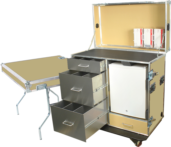 Mobile Refrigeration Unitwith Drawersand Worktable PNG Image